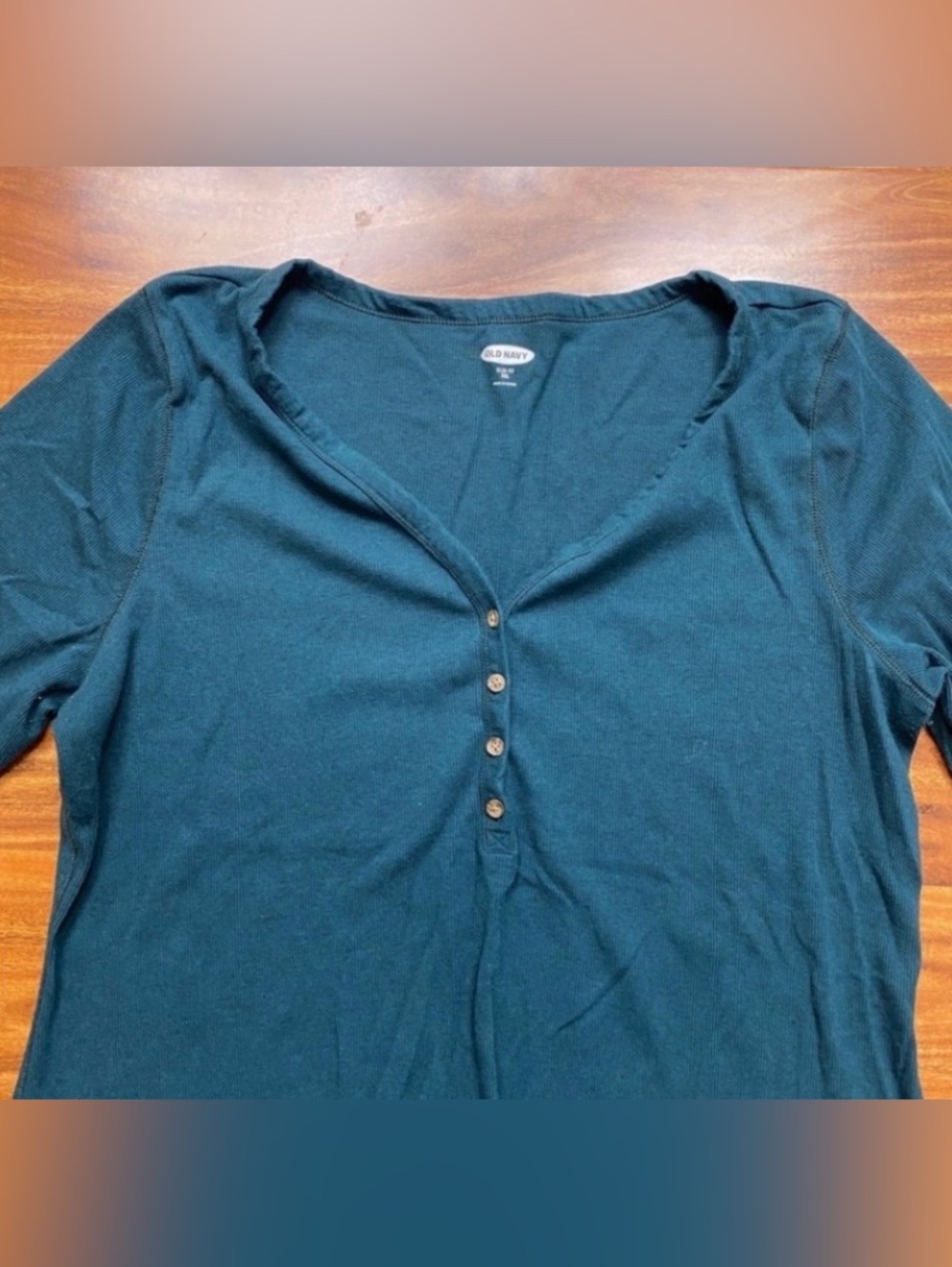 3/$25 Old Navy Women's Teal Soft Ribbed Stretch Long Sleeve Top Size XXL Casual - Picture 3 of 12